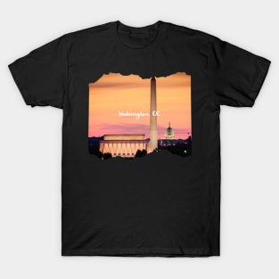 Sunset Photo Washington DC USA city tall monument texture sky dc statehood T-Shirt